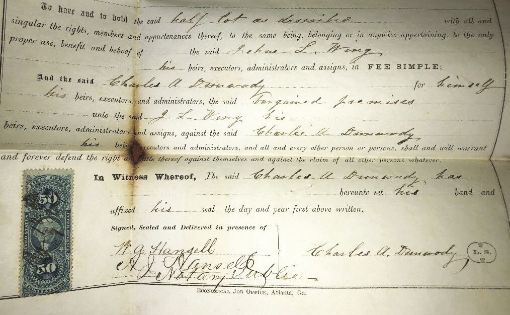 1898 Dunwody Property Deed